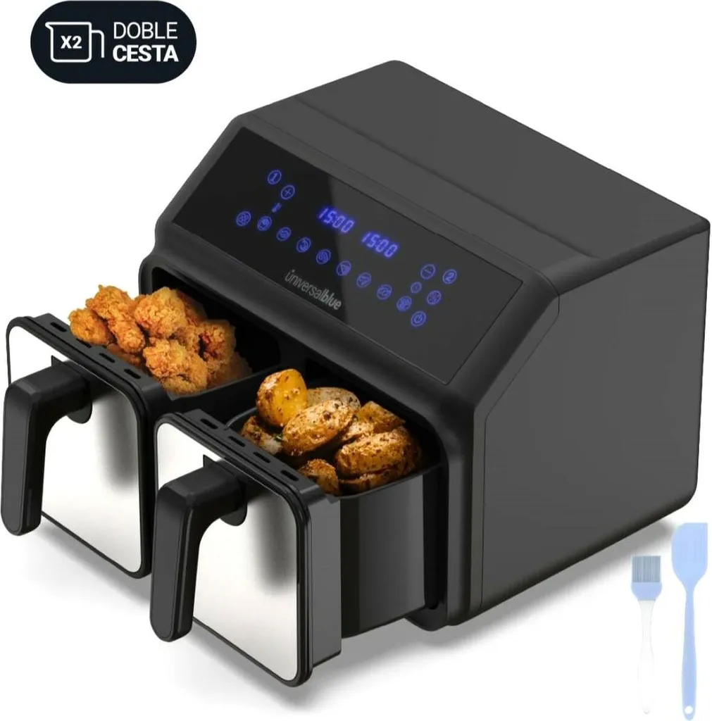 Air Crispy 6008DB Friteuse Double Compartiment 8L avec Ecran LCD