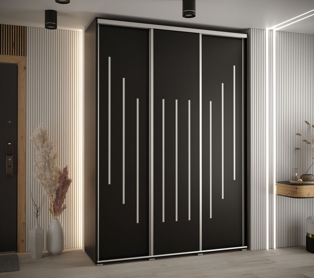 Kleiderschrank ASIRI 8 - 170/45 cm, schwarz/silber