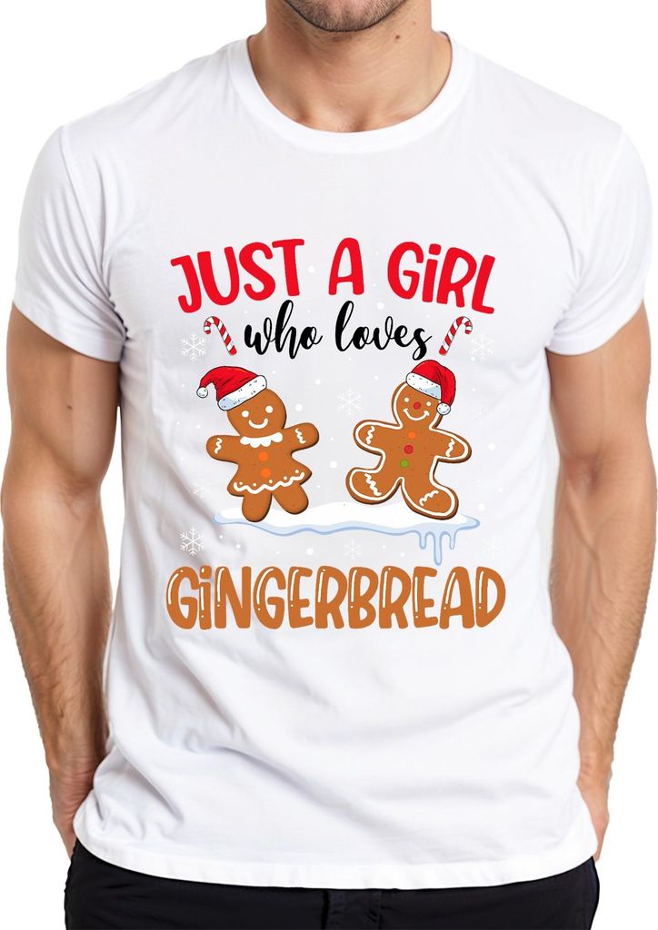 Just A Girl Who Loves Gingerbread Weihnachten Lebkuchen Herren T-Shirt, Weiß, L