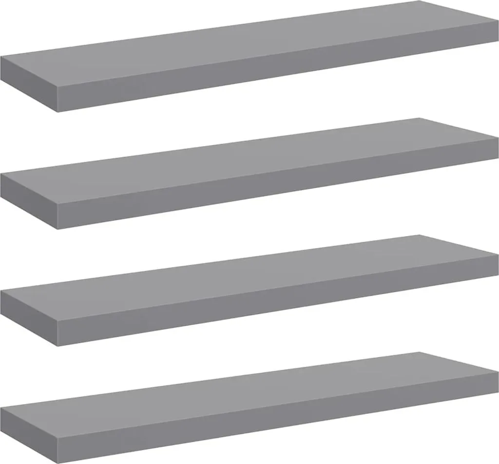 vidaXL Mensole galleggianti da parete 4 pz. Grigio 90x23,5x3,8cm MDF