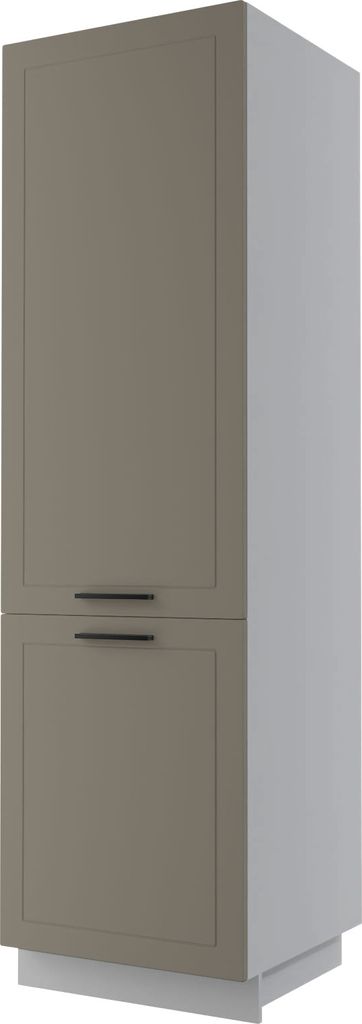 Kühlschrankumbauschrank KVANTUM 60x207cm 2-türig Farbe wählbar Q-D14/DL/60/207,beige matt,grau
