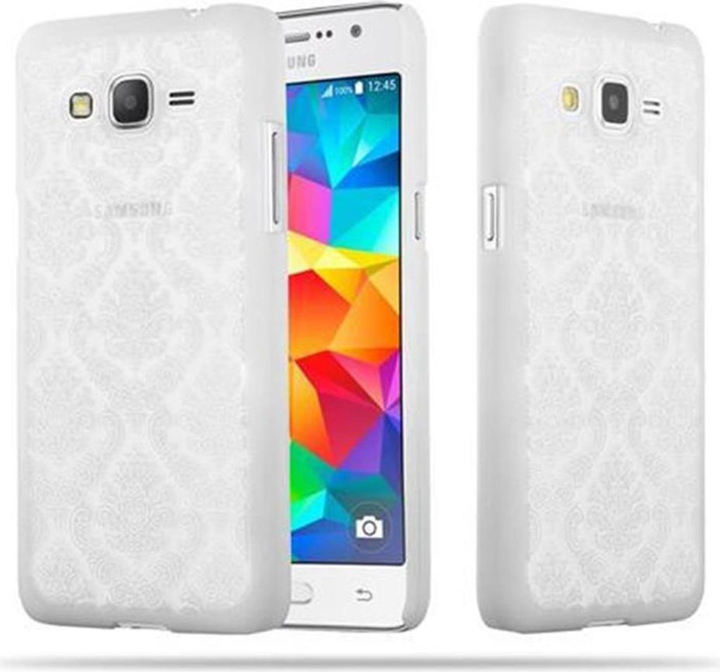 Cadorabo Hülle für Samsung Galaxy GRAND PRIME Schutz Hülle in Weiß Hard Case Schutzhülle Blumen Etui Handyhülle