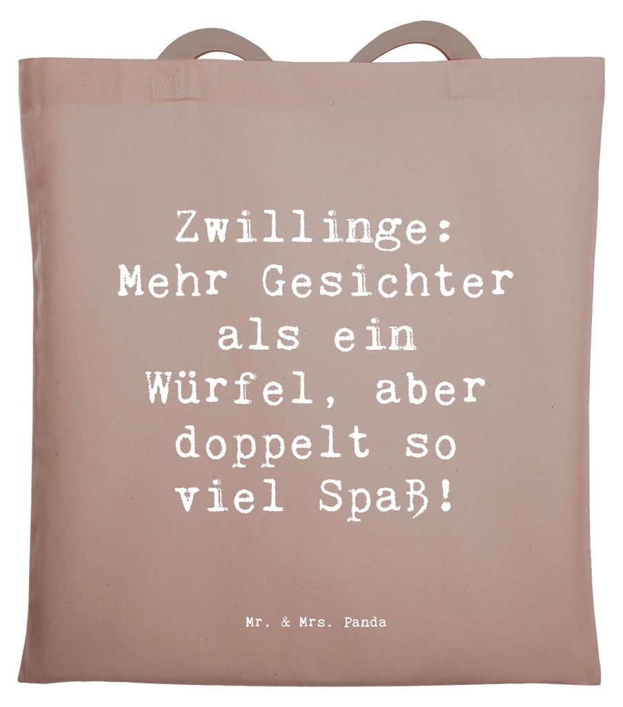 Mr. & Mrs. Panda Jutebeutel Spruch Zwillinge Spaß - Braun Produktbild 