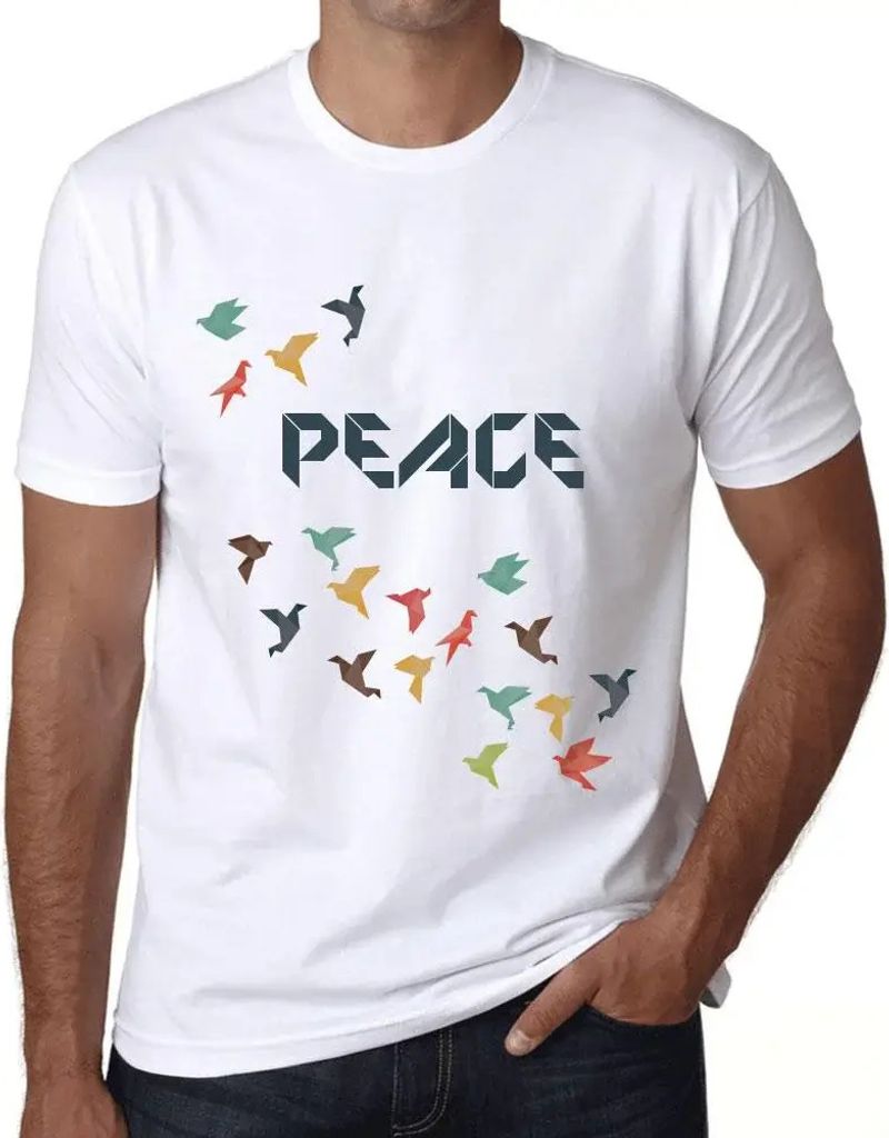 Herren Grafik T-Shirt Origami-Frieden – Origami Peace – Öko-Verantwortlich Vintage Jahrgang Kurzarm Lustige Druck Geburtstag Geschenk Mann