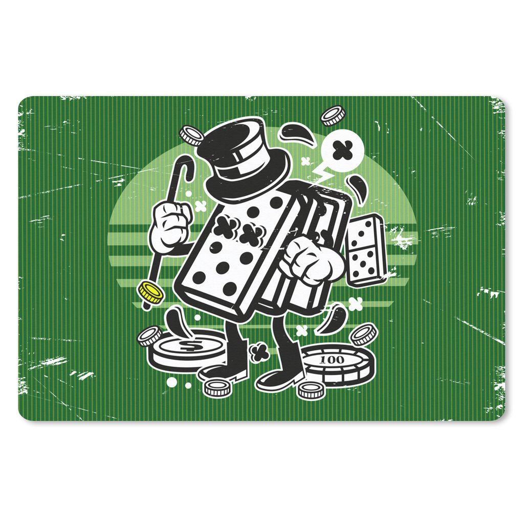 MuchoWow Schreibtischunterlage Domino-Steine - Hut - Retro 60x40 cm - XXL Mauspad - Großes Mauspad