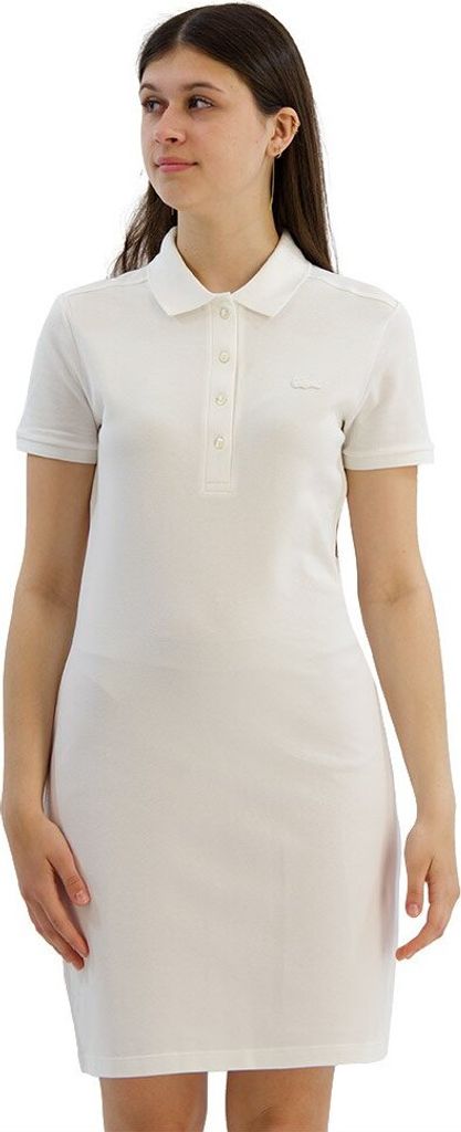 Lacoste Stretch Baumwolle Pique Kleid Weiß 36 Frau Weiß 36