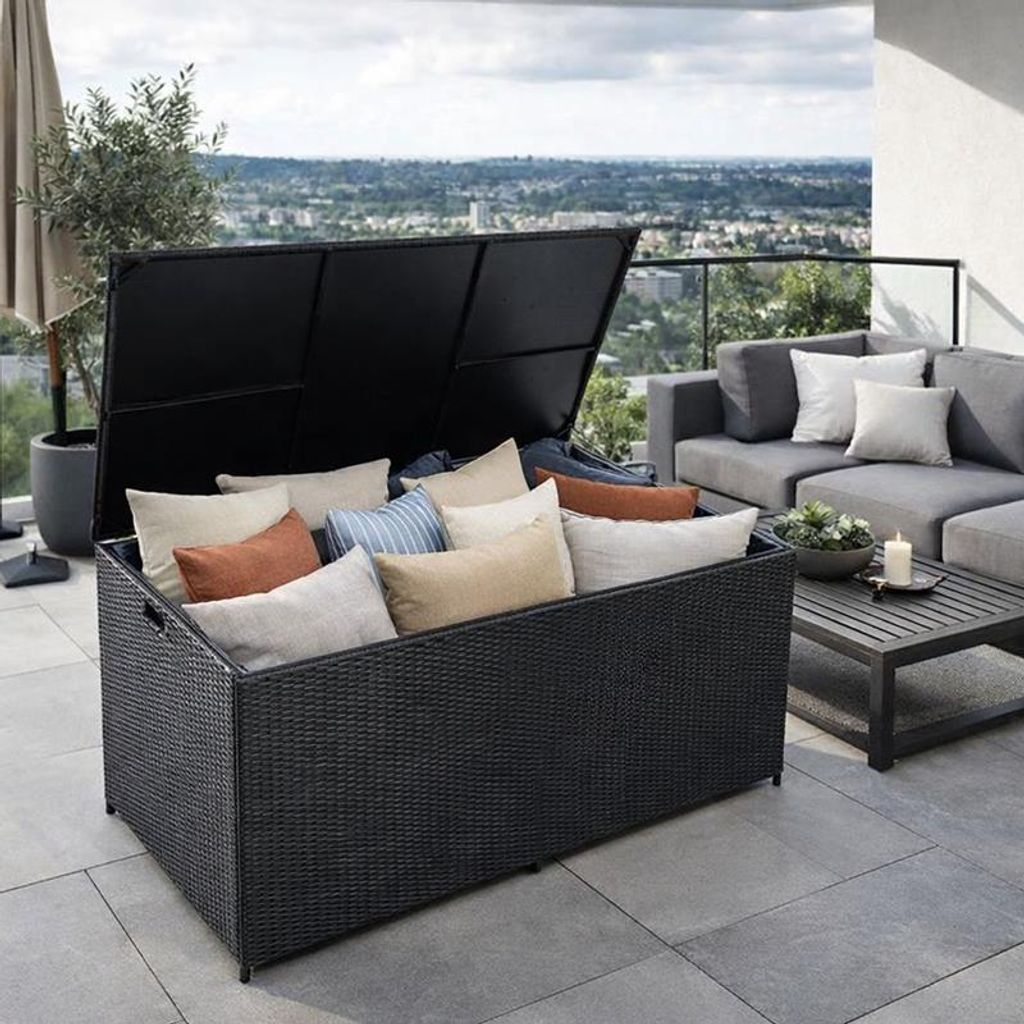 Auflagenbox Poly Rattan 870 Liter XXL Kissenbox Box Produktbild 