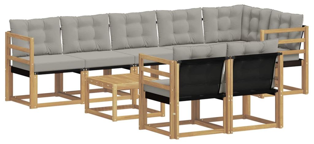 vidaXL Outdoor-Sofagarnitur mit Kissen 9 pcs Weiß und Hellgrau