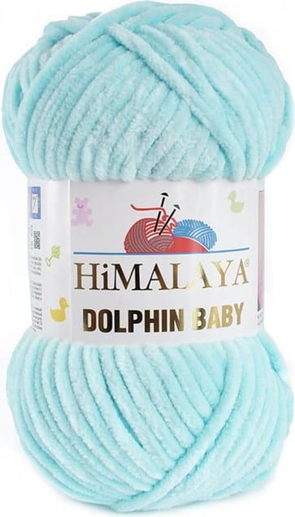 A ball of light blue yarn with a label.