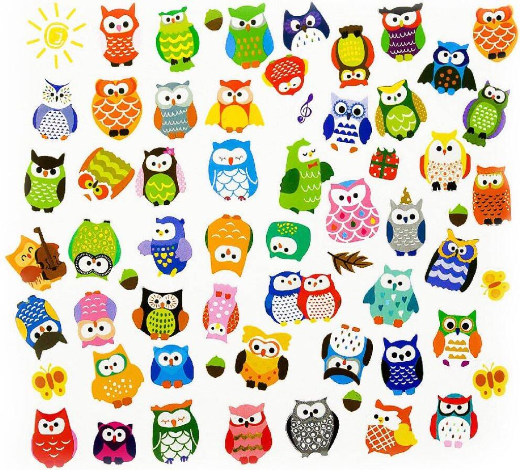 Oblique Unique 62 Eulen Sticker Aufkleber Set Deko Kinder Produktbild 