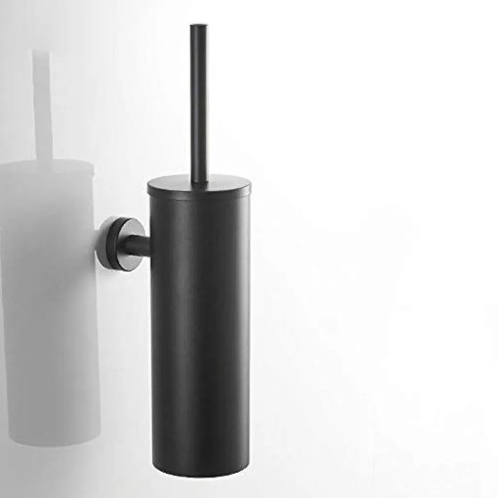 Brosse de WC avec manche inox et support à couvercle pour salle de bain
