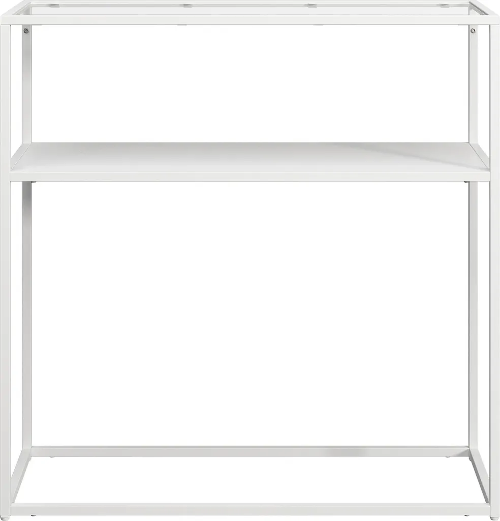 Petite console blanche Kuhmo plateau verre trempé style contemporain