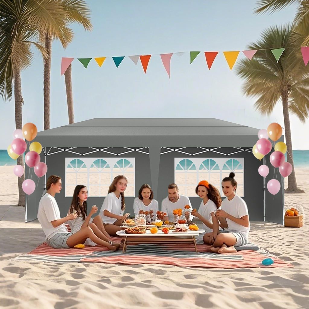 YUENFONG Pavillon Partyzelt 3x6m Metall Faltpavillon Faltbar Gartenpavillon Wasserdicht Stabil Gartenzelt Pergola für Party, Marktstand, Garten Ou...