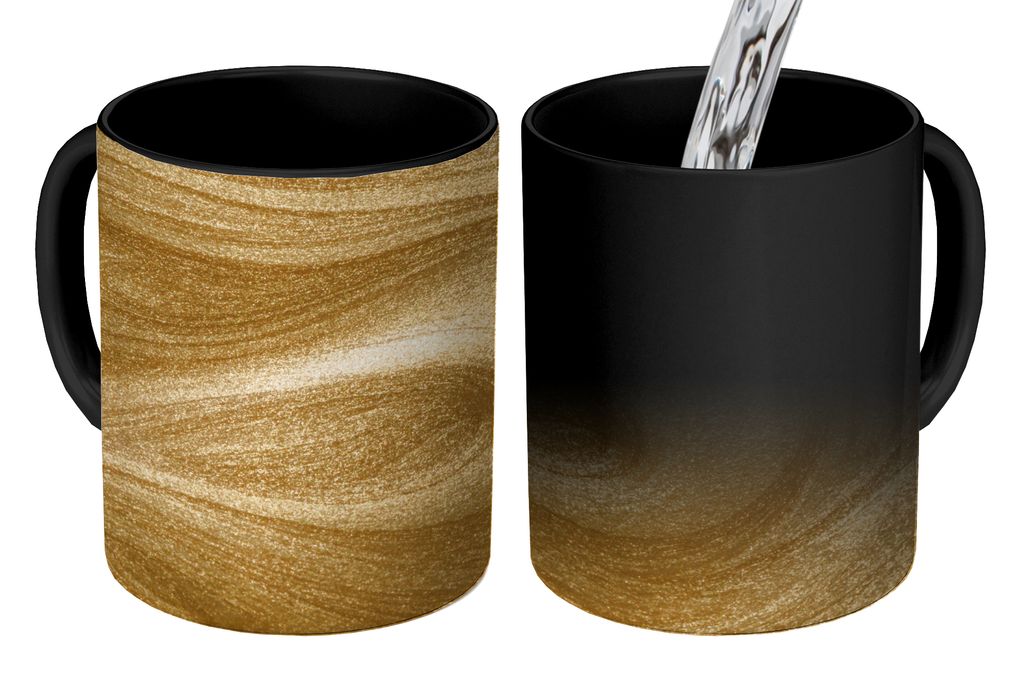 KitchenYeah Zauber Tasse Zaubertasse Magic Gold - Glitzer - Abstrakt - Luxus 350 ml Farbwechsel Becher Geschenk Geschenkidee - Magic-Tasse - Foto...