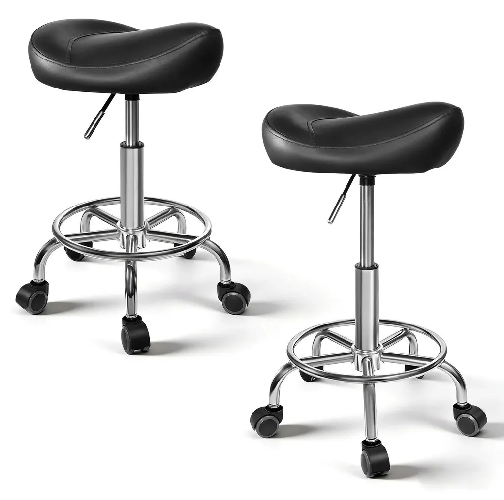 Tabouret de selle pour esthéticienne et coiffeur réglable et mobile