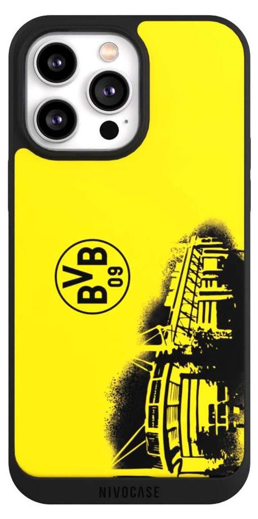 NIVOCASE Handyhülle für Apple iPhone 14 Pro Max Hülle NIVOpure Case Schwarz BVB Borussia Dortmund Stadion