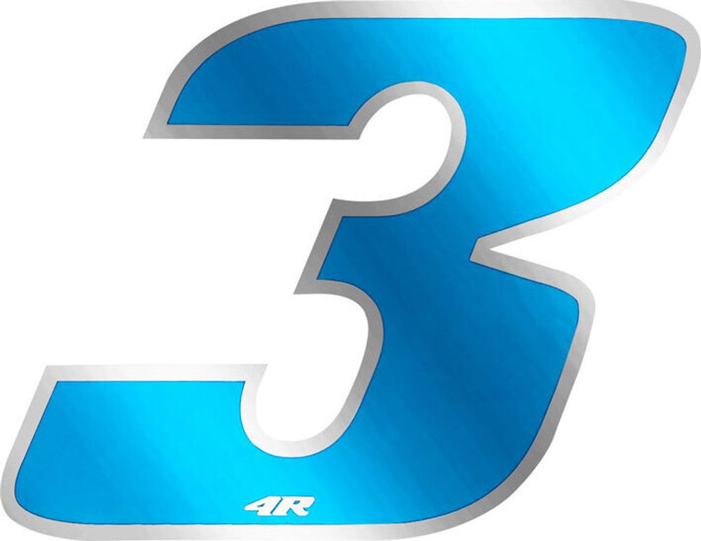 Aufkleber Rennnummer für Motorrad "3" Blau 27 x 37 mm