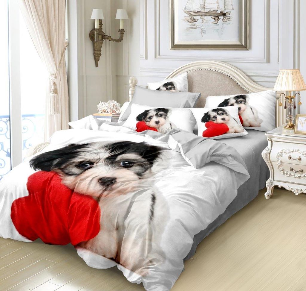 Hund 3D Bettbezug Hündchen Tier Bettwäsche 80×80 Kissenbezug 135x200 155x220 Neu 