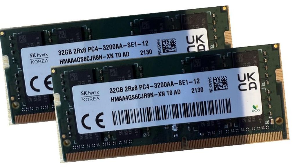 SK Hynix 64Gb 2x 32GB SODIMM DDR4 3200 PC4 HMAA4GS6CJR8N-XN Laptop RAM Speicher