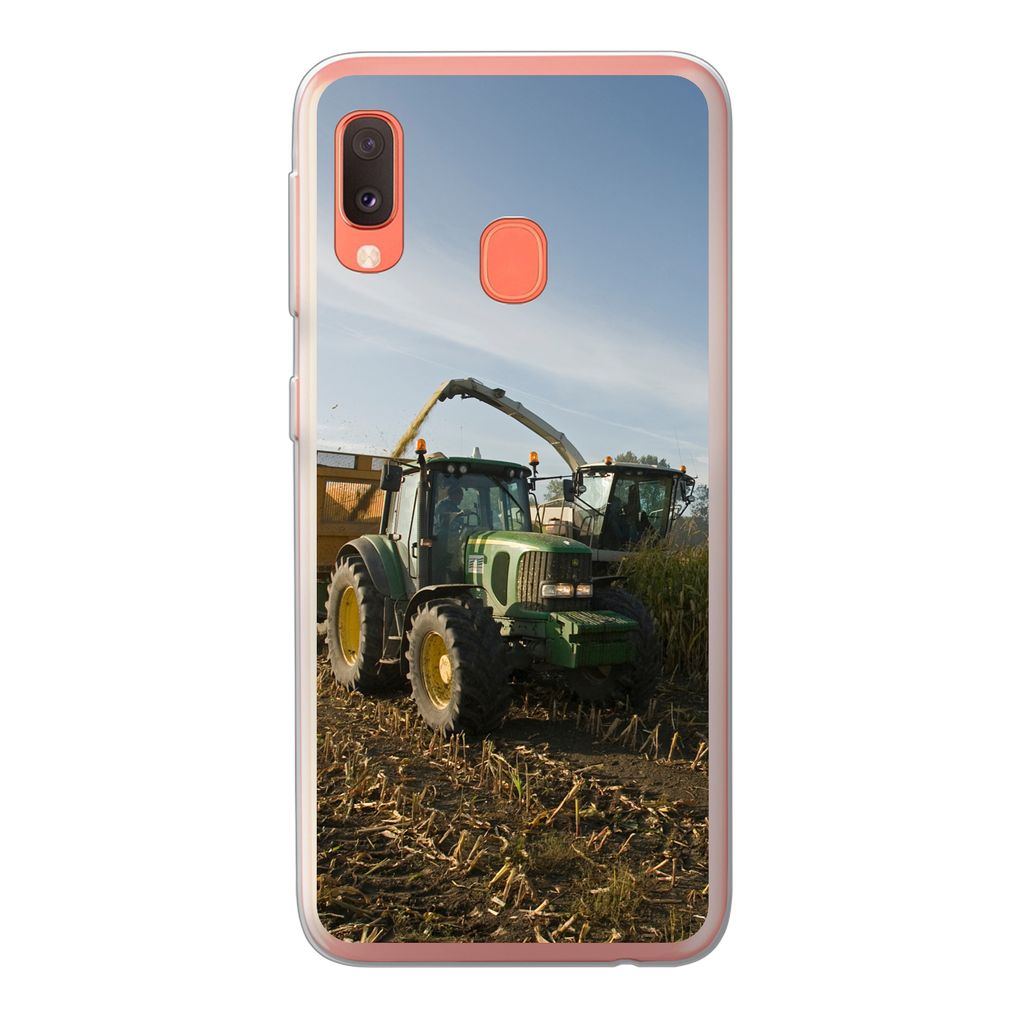 MuchoWow Handyhülle Schutzhülle Hülle für Samsung Galaxy A20e Traktor - Anhänger - Mais - Grün - Landleben Silikon Softcase Handy Hülle - ...