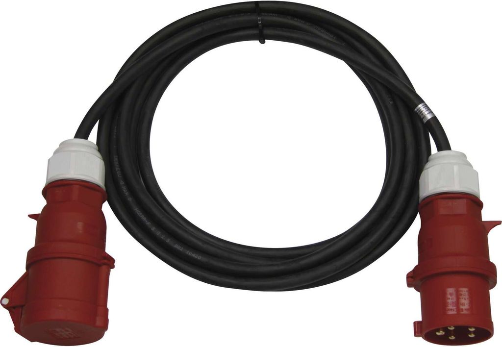 EMOS CEE-Verlängerungskabel 25m 5-polig Stecker, 5x 32 A, 400V, 22 000 W, 4 mm2, IP44 wasserdichtes Gummikabel, Starkstromkabel schwarz, PM1105