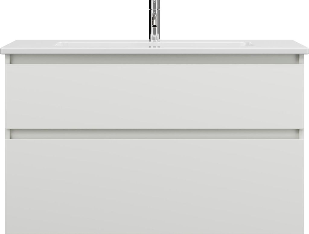 burgbad Lin20 Keramik-Waschtisch Weiß Glänzend inklusive Waschtischunterschrank, 2 Auszüge, 1030x495x622mm, SGHF103F5363C0001