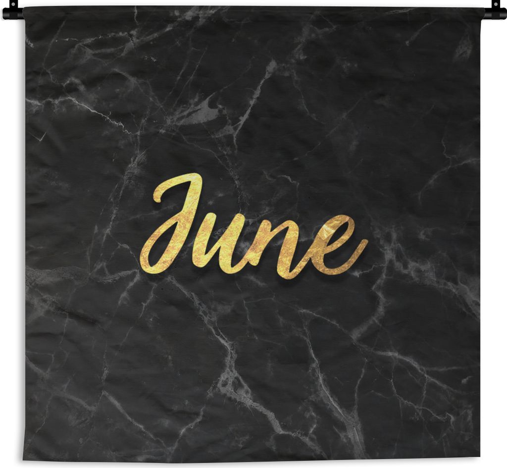 MuchoWow Wandteppich Wandbehang Zitat - Kalender - Juni - Gold 150x150 cm Tapisserie Dekoration Wandtuch - Wohnaccessoires - Modernes