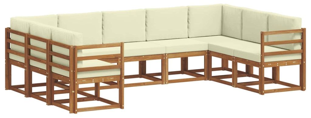 vidaXL Outdoor-Sofagarnitur mit Kissen 9 pcs Natur und Creme