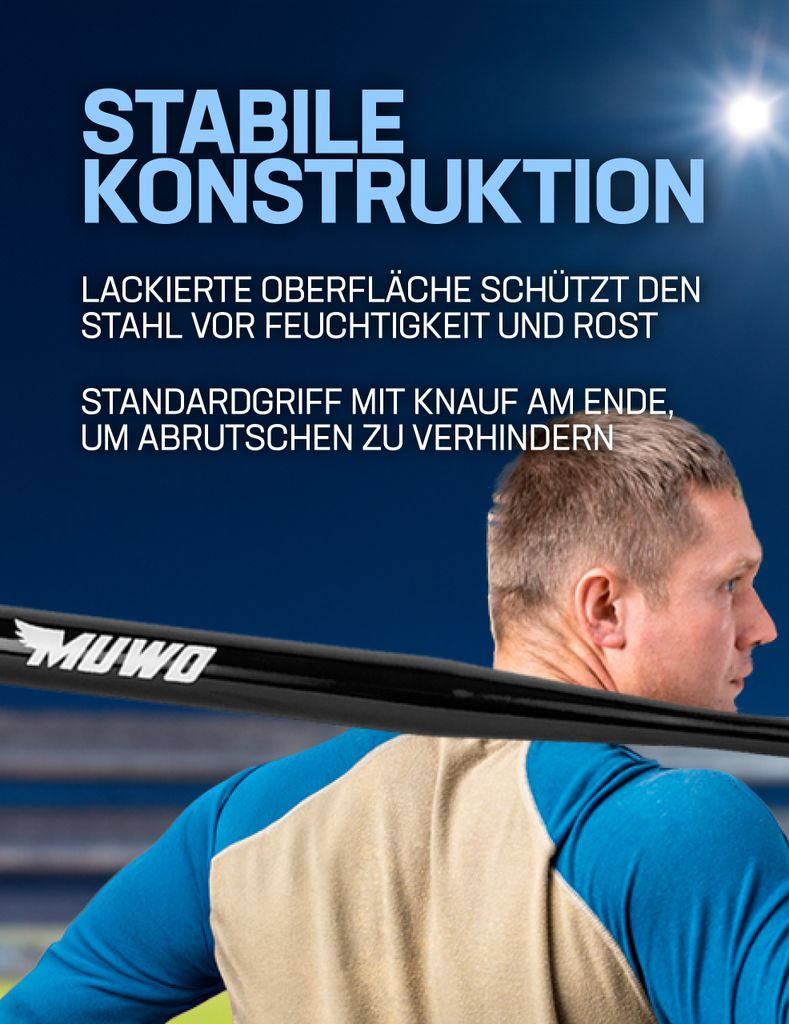 MUWO Baseballschläger 28" aus legiertem Stahl, rostfrei, Produktbild 4