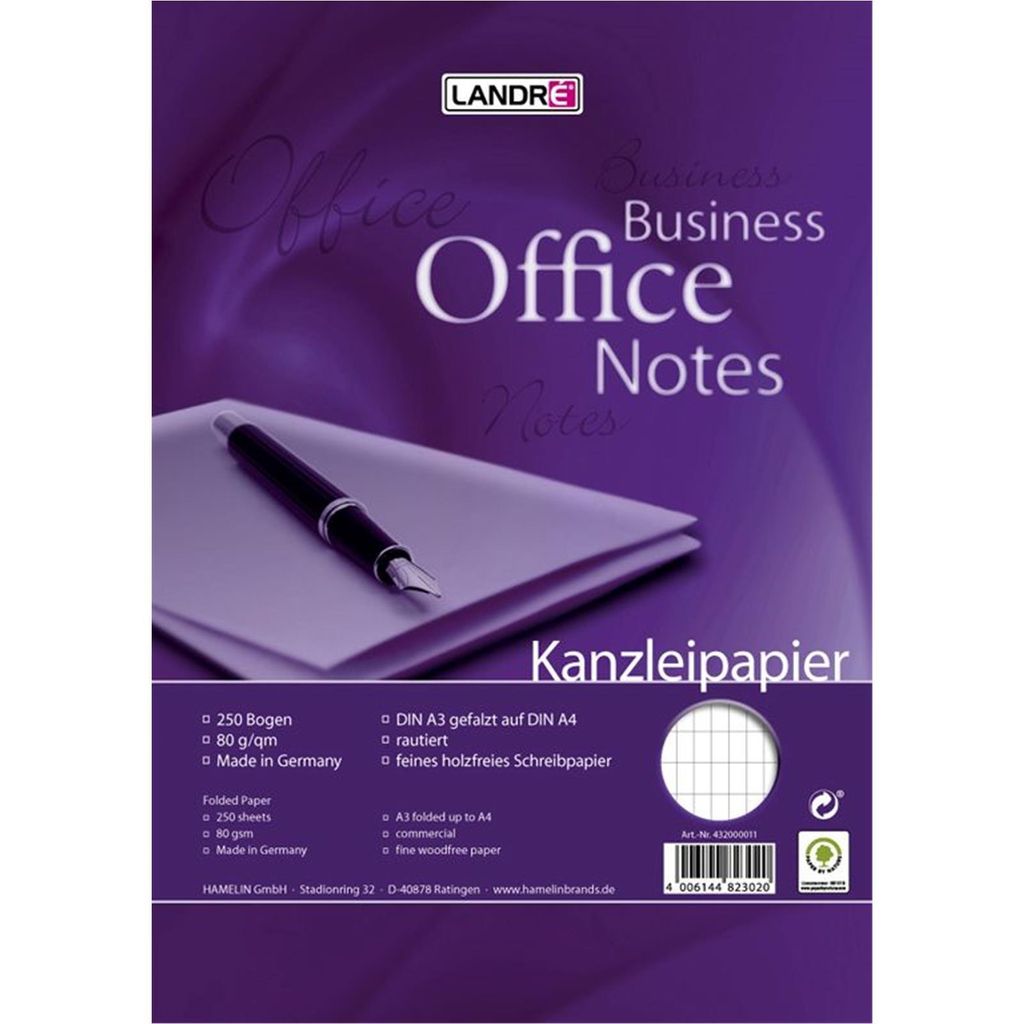 LANDRÉ Kanzleipapier DIN A3/DIN A4 rautiert 250 Blatt