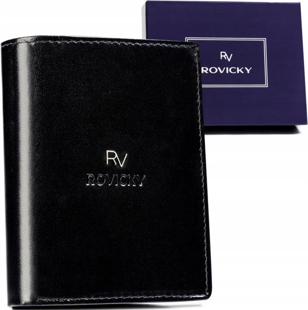 Rovicky RV7680272ILBCA44: Portafoglio Smart RFID in Pelle Nera