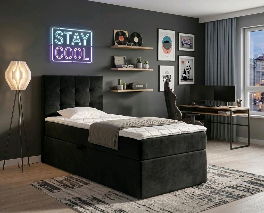 NORDELO Boxspringbett INCANTO 120x200 cm Schwarz Produktbild 