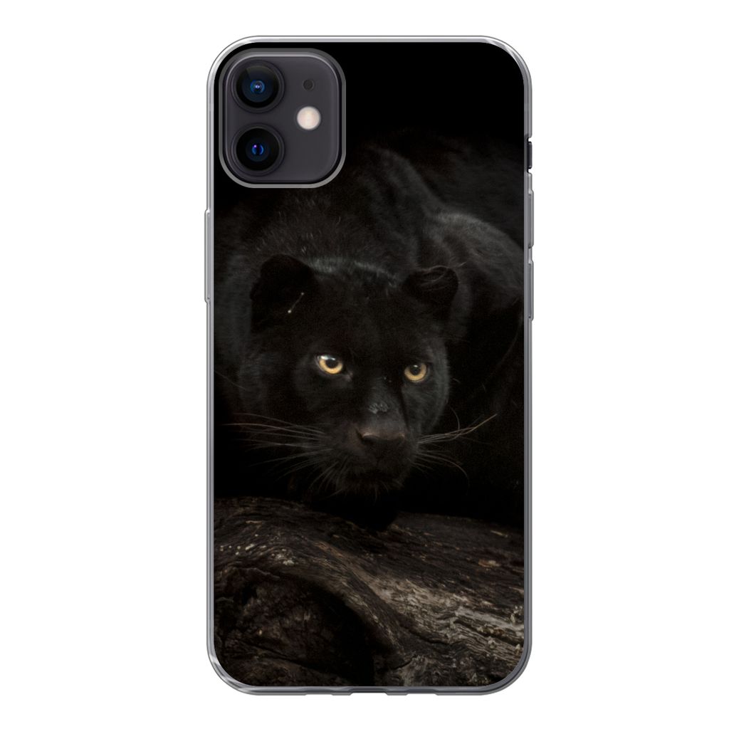 MuchoWow Handyhülle Schutzhülle Hülle für iPhone 12 mini Panther - Wald - Augen Silikon Softcase Handy Hülle - Bild