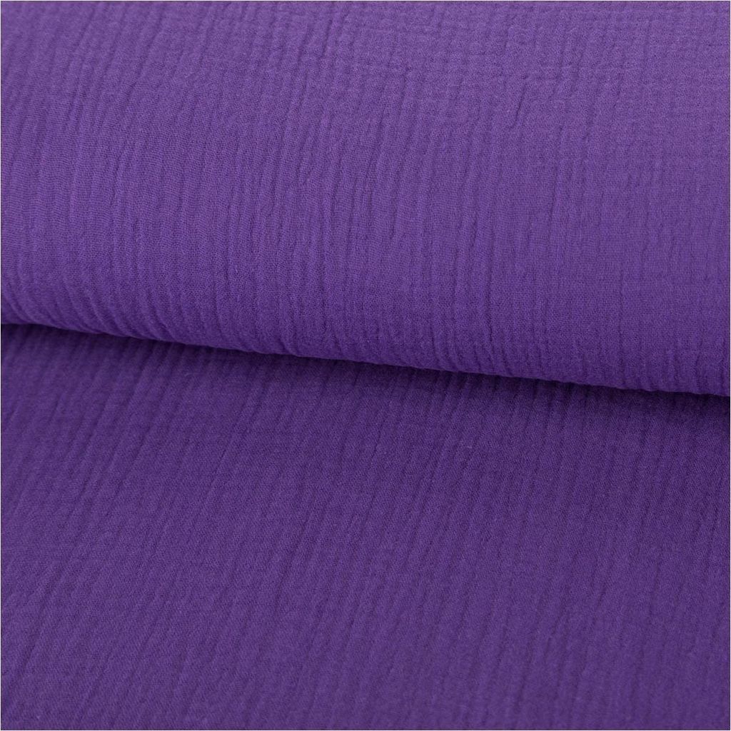 Musselin Stoff Double Gauze einfarbig dunkellila1,35m Breite