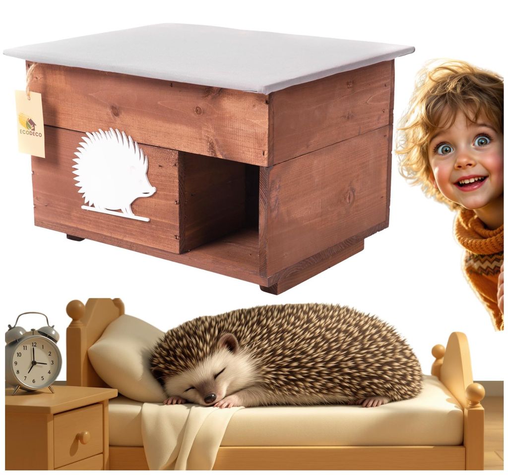ECODECO Casetta per ricci resistente all'inverno con base a Immagine del prodotto 