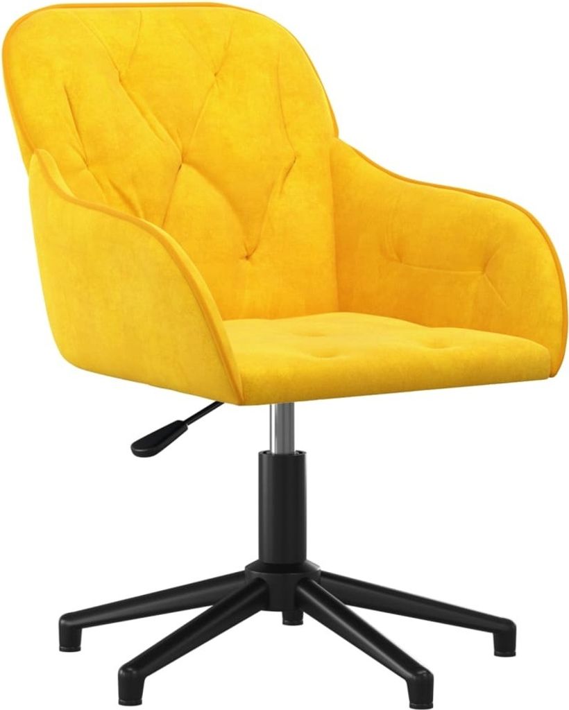 (Robust Möbel)Chefsessel 150kg,Drehstuhl - Bürostuhl/Stuhl für Schminktisch - Drehbar Gelb Samt - 56x61,5x(72-80)cm - Bürostühle DEMöbel9...