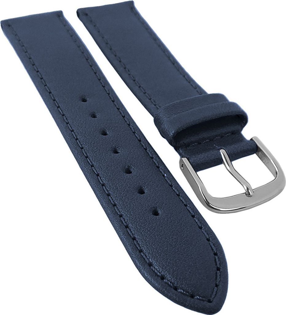 Taurus XL Uhrenarmband | Kalbsleder blau, Herren Überlänge 30179, Stegbreite:18mm, Schließe:Silbern