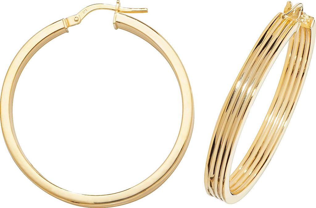 9 Karat (375) Gold Damen - Creolen / Ohrringe - 30mm; TRS16373MM30