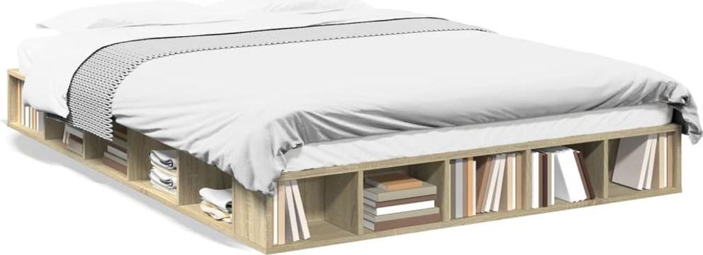 vidaXL Postel Sonoma Dub 150x200 cm výrobek z odvozeného Obrázek produktu 