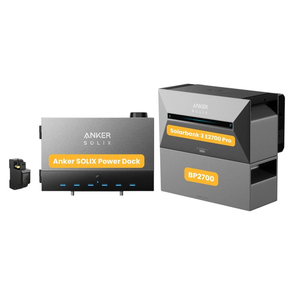 Powerness Balkonkraftwerk Speicher mit Anker Multisystem SOLIX Solarbank Power Dock und Solarbank 3 E2700 Pro, Smart Meter,1x BP2700 Erweiterungsakku