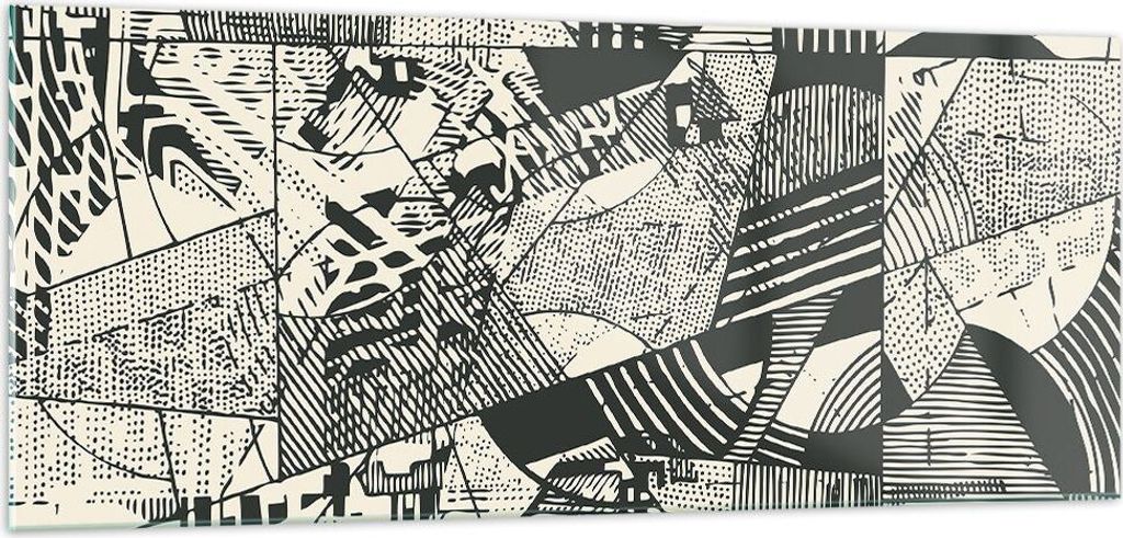Bilder auf glas - Einteilig - Abstraktion Vintage Schwarz - 100x40cm - Glasbilder - Wandbilder - Bilder - Wanddekoration aus Glas - Glas Bilder - W...