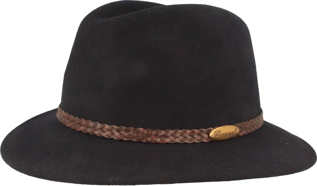 Cappello da esterno arrotolabile in feltro di lana con finiture a treccia di Hut-Breiter