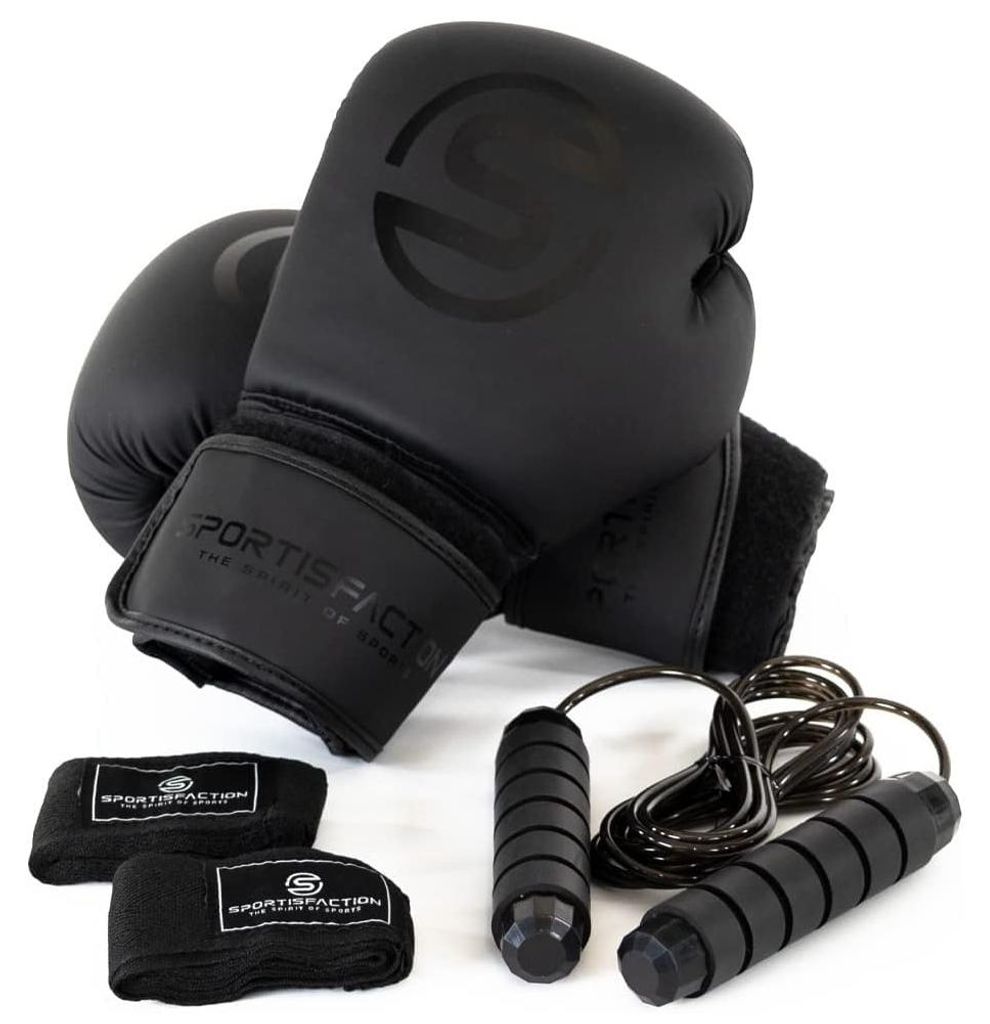 Gants de boxe Sportisfaction 10 oz, lot comprenant bandages Image du produit 