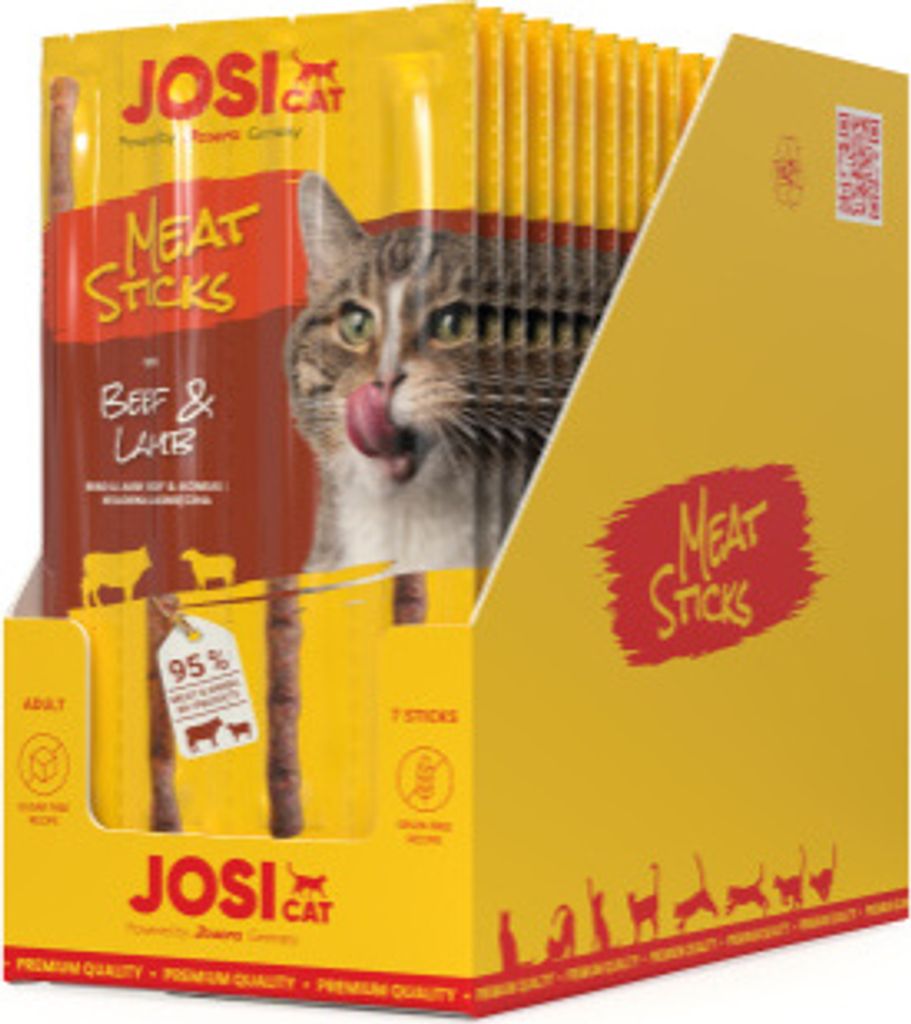 Josera JosiCat Meat Sticks Beef & Lamb - weicher Snack für Katzen mit Rind und Lamm 35g (7x5g) - 10er pack