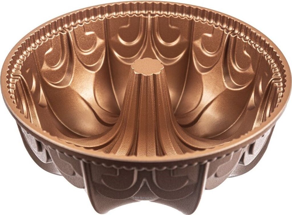 Orion Backform Gugelhupfform Kuchenform aus Aluminium in Kupferfarbe kaminartige Öffnung rund MARISSA 23,5 cm