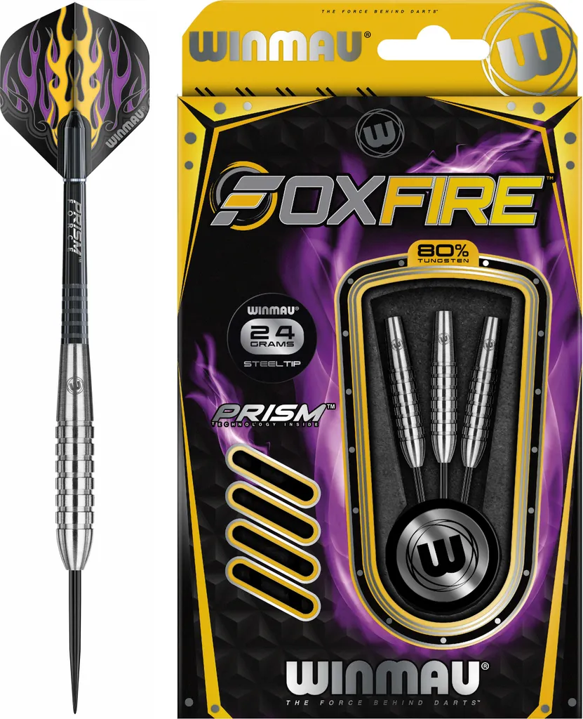 Fléchettes Winmau Foxfire 80% Tungstène 22g avec Grip Annulaire de Qualité - 9