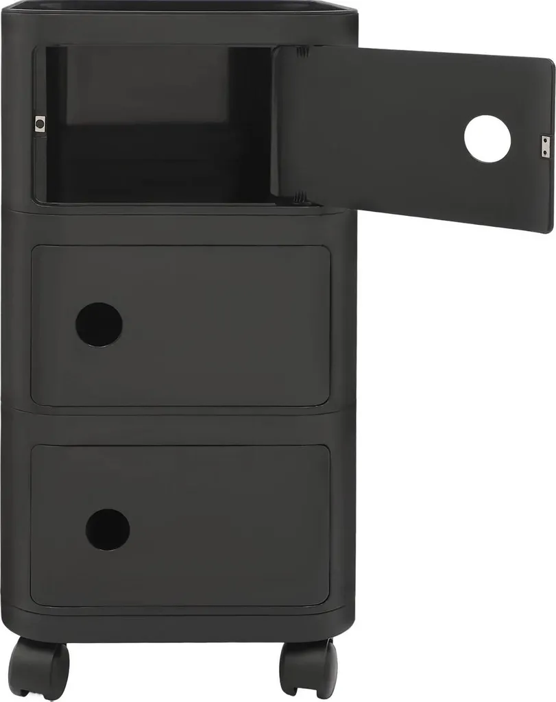 Petit meuble de rangement d'appoint à roulettes noir pour chambre