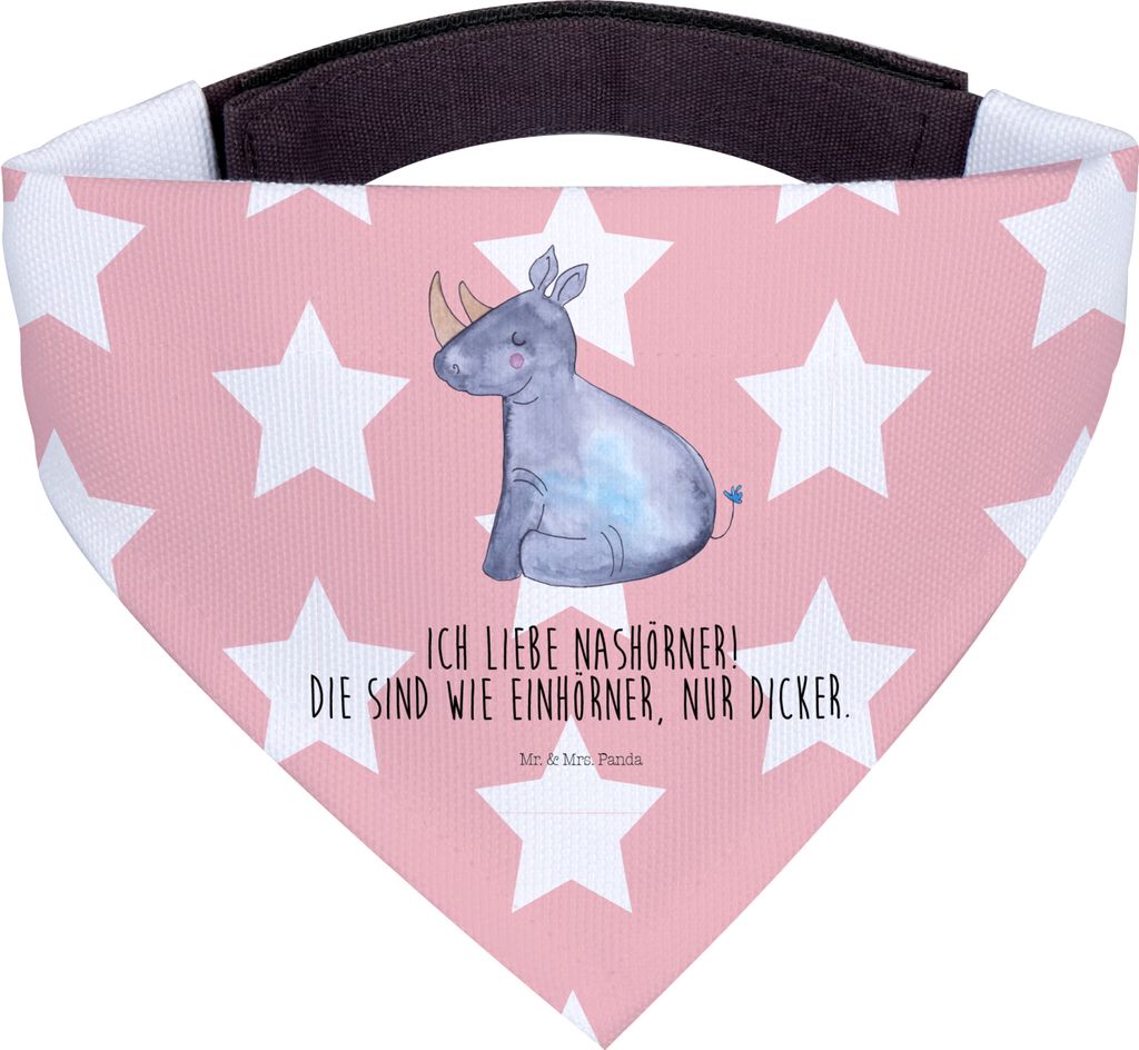 Mr. & Mrs. Panda Bandana Einhorn Nashorn - Rot Pastell - Geschenk, Glitzer, Unicorn, Nashörner, Dreieckstuch, Halstuch Hund, Zoo, Hunde, Hundehals...