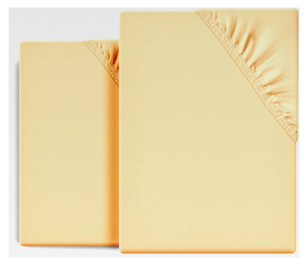 2er Set Spannbetttuch aus Baumwolle, Jersey Stoff 160g/m², wählbare Größe und Farbe (2 Stück 100x200x15 cm, Apricot)