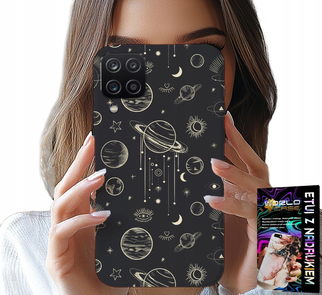 Gehäuse Für Samsung Galaxy A22 5G - Kosmos Planeten Sterne Mond + Glas
